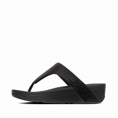 Fitflop Lottie Shimmercrystal Toe-Post - Sandalen Damen - Schwarz (MYE261598)